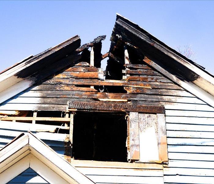 A partially burned house